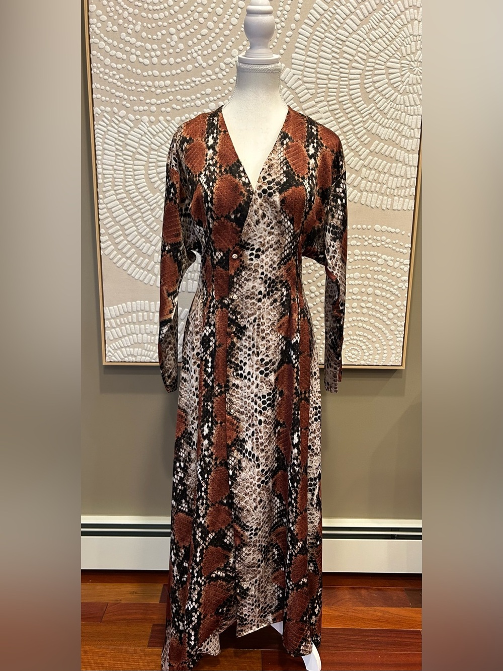 Mango Snake-Print Long Sleeve Maxi Dress Size 2 (XS)